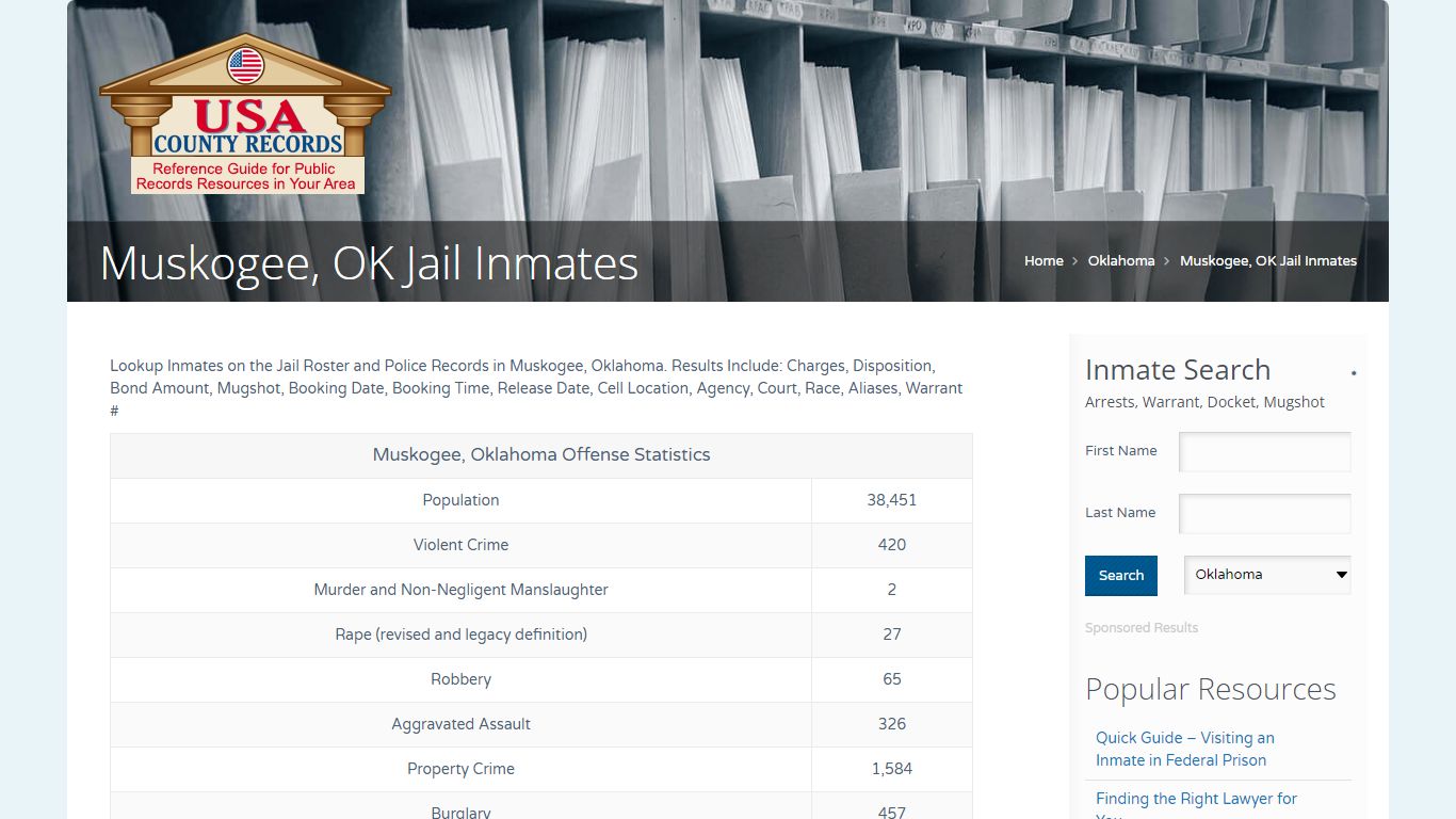 Muskogee, OK Jail Inmates | Name Search - USA County Records